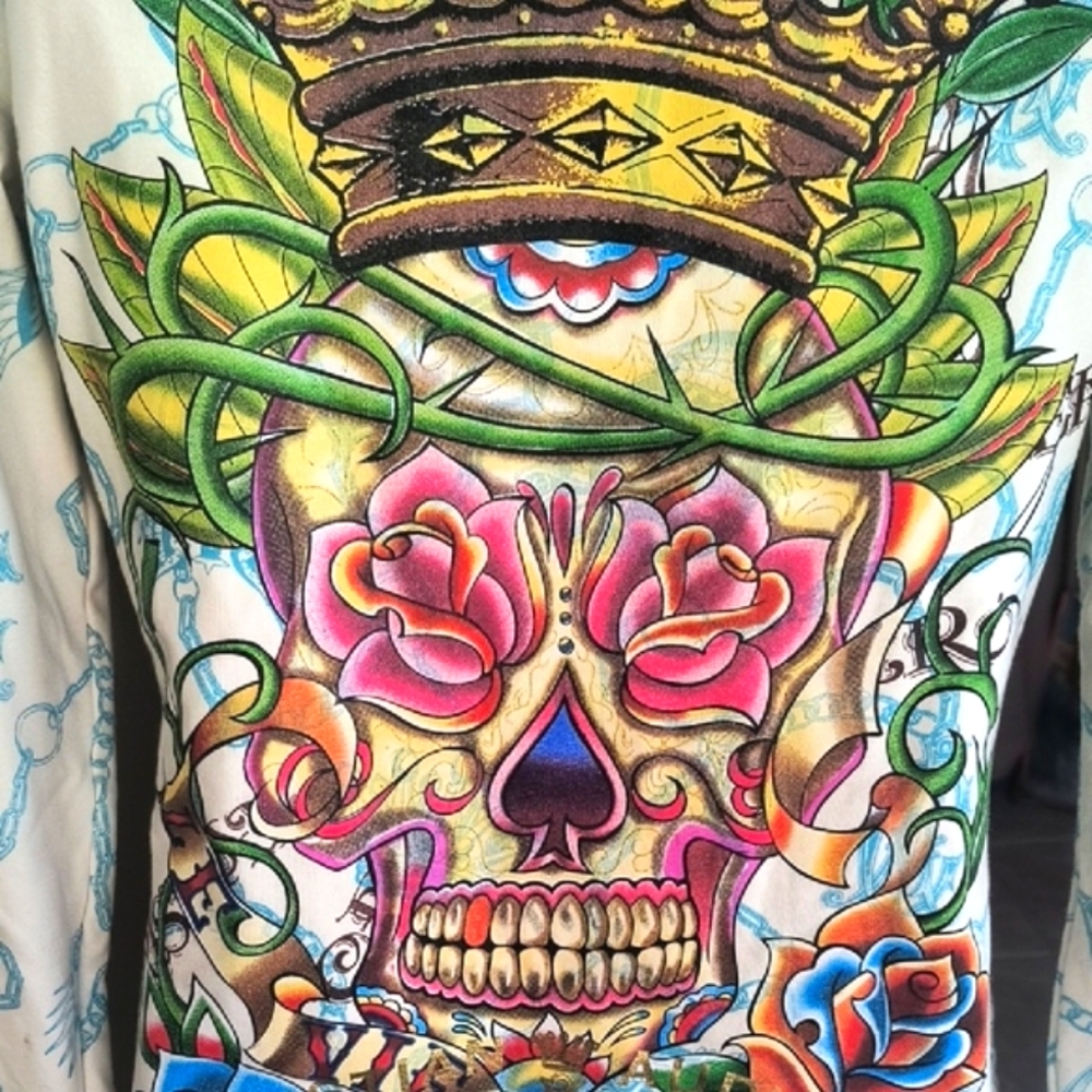 Christian Audigier Multicolor Floral Hoodie Jacket - Picture 8 of 12
